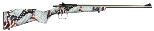 Crickett KSA3168 Youth  22 LR 1rd 16.12" Stainless Steel Barrel, Fixed Front/Adjustable Rear Peep Sights, American Flag/Amendment Synthetic Stock w/11.5" LOP, Rebounding Firing Pin Safety
