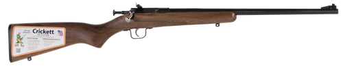 Crickett KSA2338 Youth  22 WMR 1rd 16.12" Barrel & Receiver, Fixed Front/Adjustable Rear Peep Sights, Walnut Stock w/11.5" LOP, Rebounding Firing Pin Safety