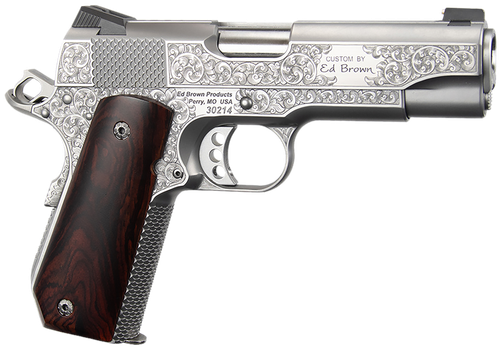 Ed Brown KCSSSIG Kobra Carry Signature Edition 45 ACP 7+1 4.25" Stainless Recessed Crown Barrel, Engraved Serrated Stainless Steel Slide &  Frame w/Beavertail, Cocobolo Grip