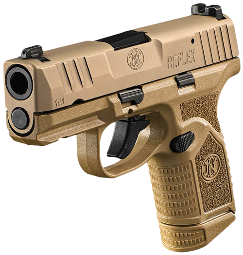 FN 66101417 Reflex  9mm Luger 15+1 11+1 3.30" Micro-Compact Frame Flat Dark Earth PVD Serrated Steel Slide w/Picatinny Rail Stippled Grip Ambidextrous