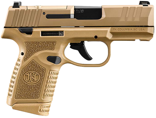 FN 66101419 Reflex MRD 9mm Luger 15+1 11+1 3.30" Micro-Compact Frame Flat Dark Earth PVD Optic Ready/Serrated Steel Slide  w/Picatinny Rail Stippled Grip Ambidextrous