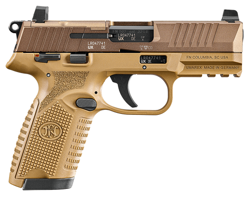 FN 66102318 502 MRD 22 LR 10+1 4" Black Target Crown Barrel, Flat Dark Earth Optic Ready/Serrated Slide, Flat Dark Earth Polymer Frame w/Picatinny Rail, Textured Grip, Ambidextrous