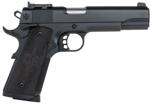 MAC 10100536 1911 JSOC 45 ACP 8+1, 5" Stainless Target w/11 Degree Crown Barrel, QPQ Tennifer Cerakote Serrated Steel Slide & Frame w/Checkered Front Strap & Beavertail, Turkish Walnut w/Logo Grip