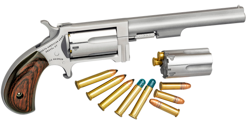 North American Arms SWC4 Sidewinder *CA Compliant 22 LR/22 WMR 5 Shot 4" Stainless Steel Barrel, Stainless Steel Frame, Stainless Cylinder, Rosewood Birdshead Grip, Exposed Hammer