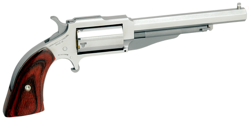 North American Arms 18604 1860 The Earl *CA Compliant 22 WMR 5 Shot 4" Stainless Steel Barrel, Frame & Cylinder, Rosewood Boot Grip, Exposed Hammer