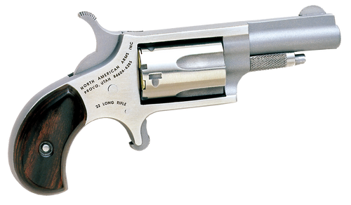 North American Arms 22LLR Mini-Revolver  22 LR 5 Shot 1.63" Stainless Steel Barrel, Frame & Cylinder, Rosewood Birdshead Grip Exposed Hammer