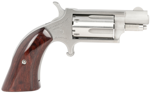 North American Arms 22MSGBG Mini-Revolver  Sports South Exclusive 22 WMR 5 Shot 1.13" Stainless Steel Barrel, Frame & Cylinder, Wood Boot Grip, Exposed Hammer