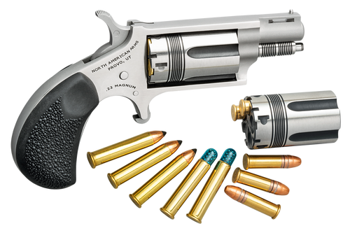 North American Arms 22MSCTW Wasp  22 LR 22 WMR 5 Shot 1.13" Stainless Steel Vent Rib Barrel, Stainless Frame & Cylinder, Black Pebbled Rubber Grip, Exposed Hammer