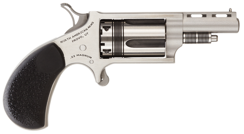 North American Arms 22MTW Wasp  22 WMR 5 Shot 1.63" Stainless Steel Vent Rib Barrel, Stainless Steel Frame & Cylinder, Black Pebbled Rubber Grip, Exposed Hammer