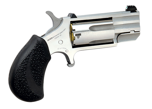 North American Arms PUGT Pug  22 WMR 5 Shot 1" Stainless Steel Barrel, Frame & Cylinder, Black Pebbled Rubber Grip, Exposed Hammer