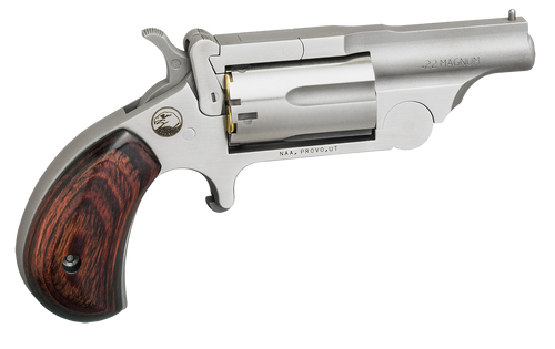 North American Arms 22MR Ranger II  22 WMR 5 Shot 1.63" Satin Stainless Steel Barrel & Frame, Stainless Cylinder, Rosewood Birdshead Grip, Exposed Hammer