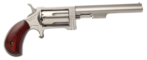 North American Arms SW4 Sidewinder *CA Compliant 22 WMR 5 Shot 4" Stainless Steel Barrel, Frame & Cylinder, Rosewood Birdshead Grip, Exposed Hammer