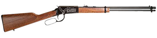 Rossi RL22181WDEN19 Rio Bravo  Full Size 22 LR 15+1 18" Polished Black Steel Barrel, Polished Black w/July 4 Eagle Engraving Aluminum Receiver, Fixed German Beechwood Wood Stock