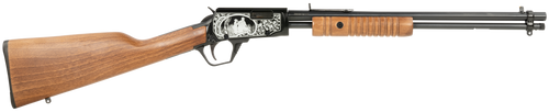 Rossi RP22181WDEN16 Gallery  Full Size 22 LR 15+1, 18" Polished Black Steel Barrel Polished Black w/Father And Son Hunting Scene Engraving Steel Receiver, Hardwood Fixed Stock, Right Hand