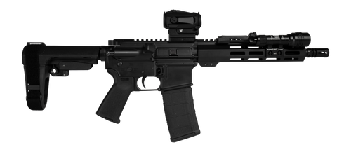 Shark Coast Tactical SCC06841MN300-P Midnight Bundle 300 Blackout 30+1 10" Threaded Barrel, Aluminum Receiver w/Picatinny Rail, M-LOK Handguard, Polymer SB Tactical SBA3 Brace, Streamlight ProTac Rail