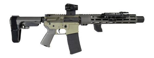 Shark Coast Tactical SCCSNKYSD300002 Sneeky Pete Deluxe 300 Blackout 30+1 7.50" Threaded Barrel, Aluminum Receiver w/Picatinny Rail, M-LOK Handguard, SB Tactical SBA3 Brace, Vortex Crossfire Red Dot,