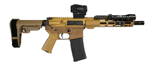 Shark Coast Tactical SCC06858SUN300-P Sunrise 300 Blackout 30+1 10" Threaded Barrel, Aluminum Receiver w/Picatinny Rail, M-LOK Handguard, Polymer SB Tactical SBA3 Brace, Streamlight ProTac Rail Light