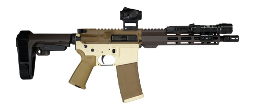 Shark Coast Tactical SCC06834DRK300-P Drake 300 Blackout 30+1 10" Threaded Barrel, Aluminum Receiver w/Picatinny Rail, M-LOK Handguard, Polymer SB Tactical SBA3 Brace, Streamlight ProTac Rail Light 2,