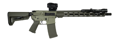 Shark Coast Tactical SCC04137GKNL Grassy Knoll Bundle 5.56 NATO 30+1 16" Black Melonite Threaded Barrel, 2-Tone Green Cerakote Aluminum Receiver w/Picatinny Rail, M-LOK Handguard, Magpul MOE SL OD Gre