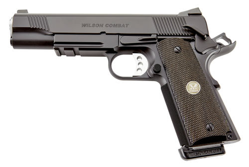 Wilson Combat CQBLRCAALLBLACK CQB *CA Compliant Full Size Frame 45 ACP 8+1 5" Carbon Steel Slide Diamond Wood w/ Pewter Medallions Grip