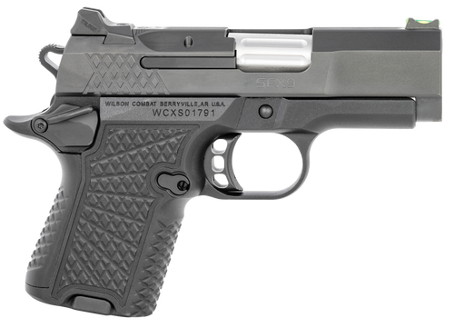 Wilson Combat SFX9SC3A SFX9 Sub-Compact 9mm Luger 10+1 15+1 3.25" Stainless Steel Barrel, Black DLC Serrated Stainless Steel Slide, Black Aluminum Frame w/Beavertail