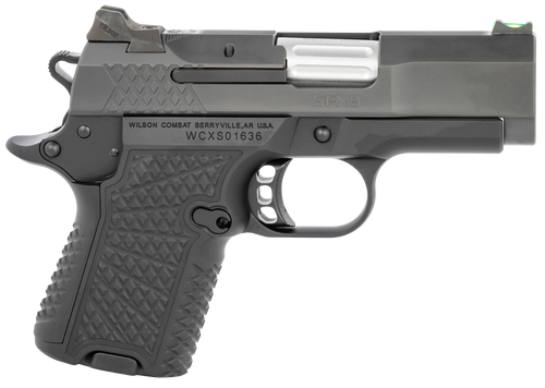 Wilson Combat SFX9SC3 SFX9 Sub-Compact 9mm Luger 10+1 15+1 3.25" Stainless Steel Barrel, Black DLC Serrated Stainless Steel Slide, Black Aluminum Frame w/Beavertail