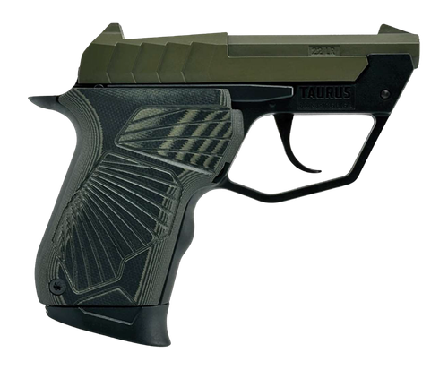 Taurus 1-22TUC13-ODG 22TUC  Micro-Compact 22 LR 9+1 2.50" OD Green Tip-Up Barrel, OD Green Cerakote Serrated Slide, Black Polymer Frame, VZ G10 Grip