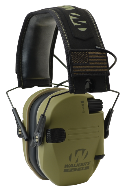 Walker's GWPRSEMPAT Razor Patriot 23 dB Over the Head OD Green/Black Polymer