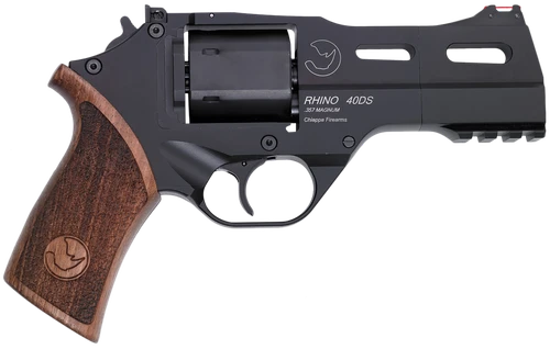 Chiappa Firearms CF340244 Rhino 40SAR 357 Mag 6 Shot 4" Black Anodized Steel Barrel, Blued Steel Cylinder, Black Anodized Aluminum Frame & Barrel Shroud, Picatinny Accessory Rail, Walnut Grip