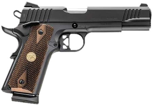 Charles Daly 440213 Superior  45 ACP 10+1 5" Stainless Steel Barrel, Black Serrated Steel Slide, Black Steel Frame w/Beavertail, Walnut Diamond Checkered Grip, ZeroTech Red Dot