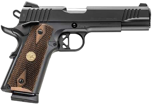 Chiappa Firearms 440211 1911 Superior Full Size 45 ACP 8+1 5" Stainless Steel Barrel, Black Steel Optic Ready/Serrated Slide & Frame w/Beavertail, Walnut Diamond Checkered Grip, RMR/RMSc Footprint