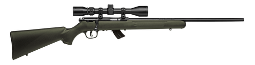 Savage Arms 26721 Mark II FXP Full Size 22 LR 5+1 21" Matte Black Sporter Barrel, Matte Black Drilled & Tapped Carbon Steel Receiver, Olive Green Fixed Synthetic Stock, 3-9x40mm Duplex Scope, Right Ha