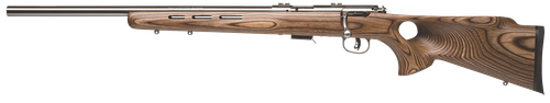 Savage Arms 96210 93R17 BTVLSS Full Size 17 HMR 5+1 21" Satin Heavy Button Rifled Barrel, Satin Drilled & Tapped Stainless Steel Receiver, Natural Brown Thumbhole Laminate Stock, Left Hand