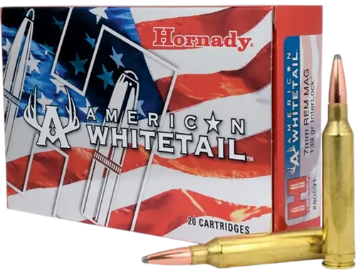 Hornady 80591 American Whitetail  7mmRemMag 139gr InterLock Spire Point 20 Per Box/10 Case