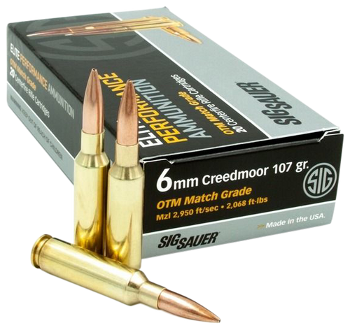 Sig Sauer E6MMCM220 Marksman Elite  6mm Creedmoor 107 gr Open Tip Match 20 Per Box/ 10 Case