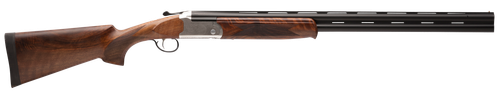 Stevens 22594 555 E 28 Gauge Break Open 2.75" 2rd 26" Black Satin Over/Under Vent Rib Barrel, Engraved Satin Silver Aluminum Receiver, Fixed Satin Turkish Walnut Stock, Ambidextrous