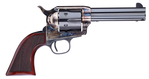 Taylors & Company 556204DE Short Stroke Smoke Wagon  357 Mag 6rd 4.75" Blued Cylinder & Barrel Color Case Hardened Steel Frame Checkered Walnut Navy Size Grip (Taylor Tuned)
