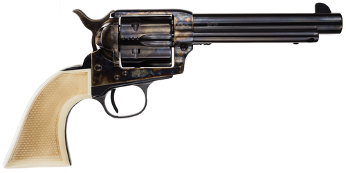 Taylors & Company 555127 Marshal  45 Colt (LC) Caliber with 5.50" Blued Finish Barrel, 6rd Capacity Blued Finish Cylinder, Color Case Hardened Finish Steel Frame & Checkered White Grip