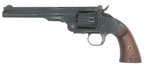 Taylors & Company 550652 Top Break Schofield 44-40 Win Caliber with 7" Barrel, 6rd Capacity Cylinder, Overall Blued Engraved Finish Steel & Walnut Grip