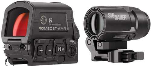 Sig Sauer Electro-Optics SORJ8T101 Romeo8T- AMR W/Juliet3T Micro Magnifier Black 1x40mm/3x22mm Quad Ballistic Circle Dot 2.0 Reticle