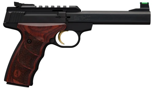 Browning 051533490 Buck Mark Plus 22 LR 10+1 5.50" Slab Side Barrel Matte Black Serrated Steel/Optic Ready Slide & Aluminum Frame Rosewood Finger Grooved Ultragrip DX Grip