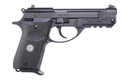 EAA GIRSAN 390850 MC 14T Solution Compact Frame 380 ACP 13+1, 4.50" Black Steel Tip-Up Barrel, Serrated Steel Slide & Aluminum Frame w/Picatinny Rail, Black Checkered Polymer Grip Ambidextrous