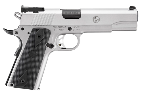 Ruger 6739 SR1911 Target 10mm Auto 8+1 5" Black Bull Barrel, Serrated Stainless Steel Slide, Stainless Steel Frame w/Beavertail, Black Rubber Grip