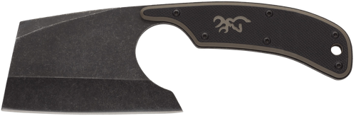 Browning 3220322 Cutoff Camp 2.50" Fixed Cleaver Plain Black Black Oxide Stonewashed 9Cr14MoV SS Blade, Black/Tan G10 Handle