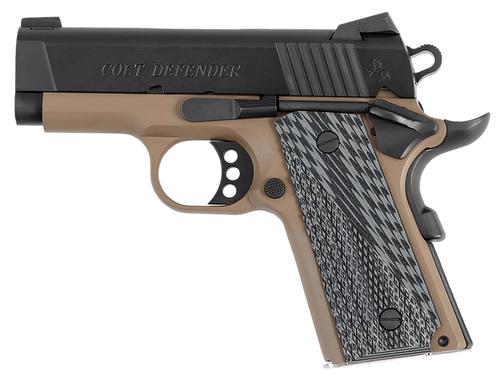 Colt Mfg O7800XEFDE Defender  45 ACP 7+1 3" Black Carbon Steel Serrated Slide, Flat Dark Earth Aluminum Frame w/Beavertail, G10 Grip