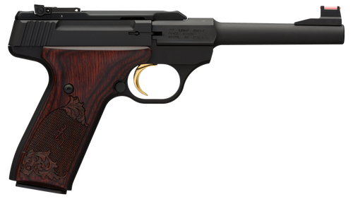 Browning 051519490 Buck Mark Challenge 22 LR 10+1 5.50" Polished Flats Steel Barrel, Matte Black Serrated Slide & Aluminum Frame, Engraved Rosewood Grip