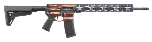Ruger 8538 AR-556 MPR 5.56x45mm NATO 30+1 18" Black Nitride Threaded Barrel, American Flag Cerakote Aluminum Receiver w/Picatinny Rail, Magpul SL Black Synthetic Stock, Black Magpul Grip, Right Hand