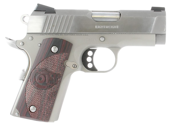 Colt Mfg O7000XE Defender  Compact 45 ACP 7+1 3" Steel Barrel, Stainless Serrated Slide, Matte Stainless Aluminum Frame w/Beavertail, Black Cherry Tactical G10 Grips, Ambidextrous