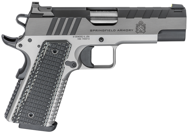 Springfield Armory PX9217L 1911 Emissary 9mm Luger 9+1 4.25" Bull Barrel,  Stainless Steel Frame w/ Beavertail, Serrated Blued Carbon Steel Slide, Black VZ Thin-Line G10 Grip