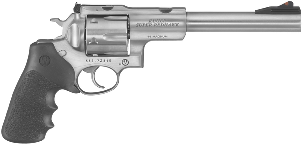 Ruger 5501 Super Redhawk  44 Rem Mag/44 Special 6rd 7.50" Satin Stainless Steel w/Integral Mount Barrel, Satin Stainless Cylinder & Frame, Black Hogue Tamer Monogrip, Transfer Bar Safety